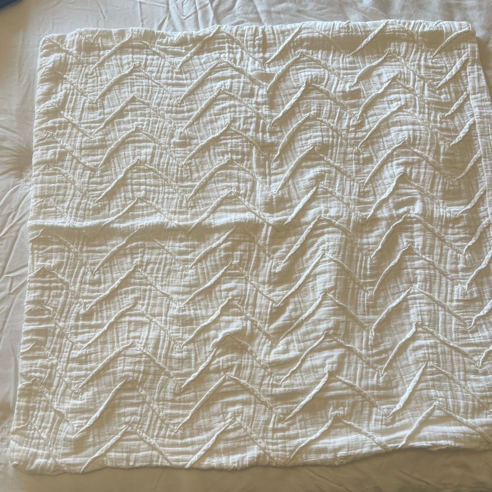 ANTHROPOLOGIE Textured Chevron Euro Sham in White - Picture 2 of 2